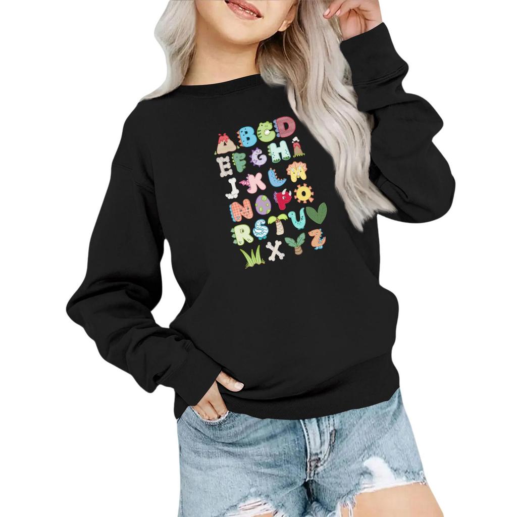 Kids' Fashion Loose-Fit Casual Long-Sleeve Christmas Print Oversized Crewneck Sweatshirt