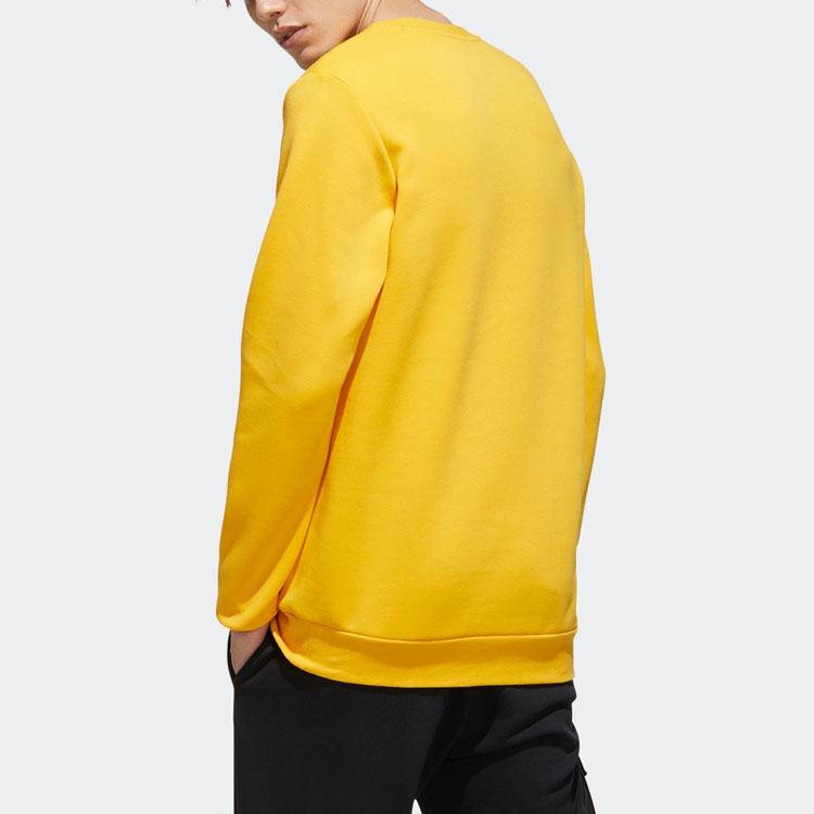 Adidas Neo Varsity Logo Print Knit Sweater Men Sweatshirt Yellow GJ8949