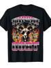 Mens Fun Printed Throat Goat Pattern Tshirt  Black Retro Pink and Red Bold Print Adorned with Goat Earphone Pattern