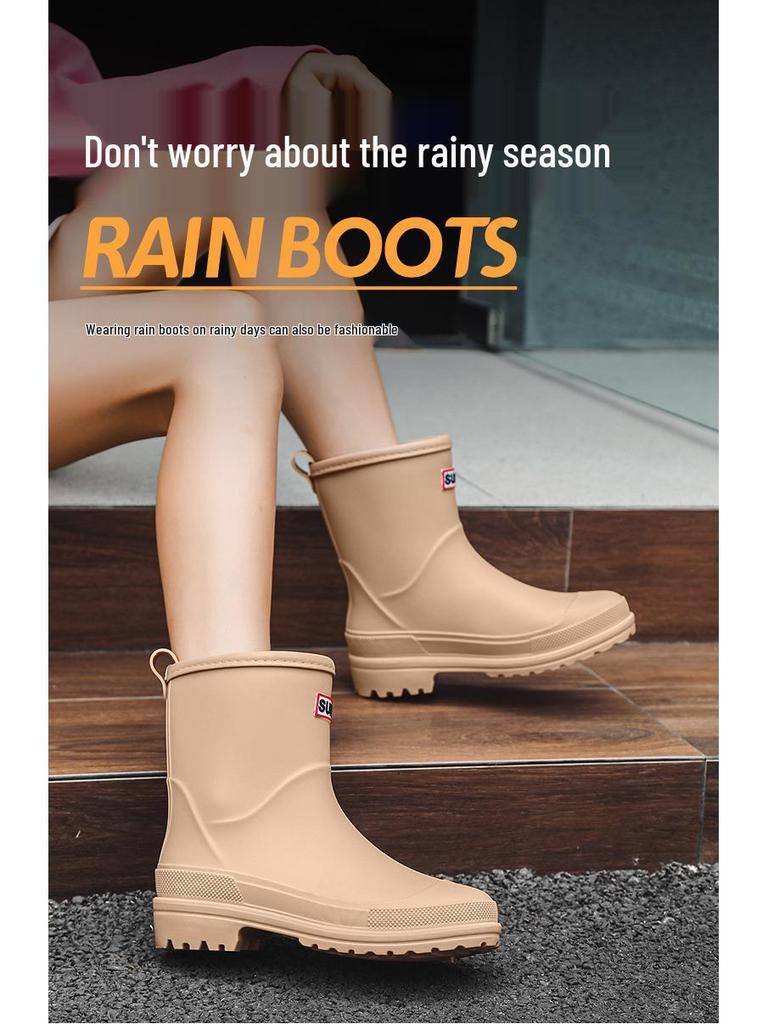 Damen Stiefeletten Regenstiefel im koreanischen Stil - Trendig, wasserdicht, rutschfest, ideal für Outdoor-Arbeiten und Autowäsche.