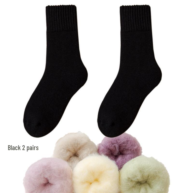 Dámské fleecové ponožky střední délky Zhuji - Silný samet, teplé a pohodlné na podzim/zimu, ideální na spaní nebo lenošení