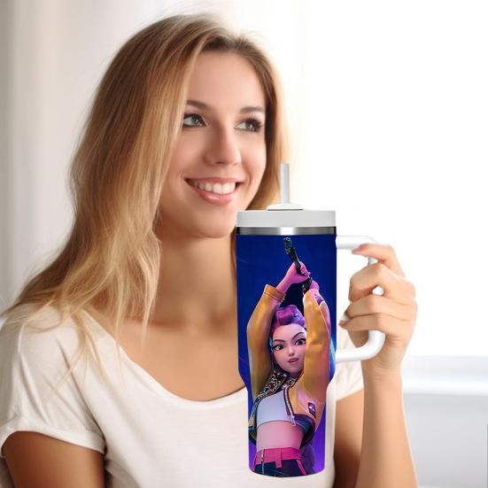 Edelstahlbecher mit Henkel Isolierter Autobecher 40oz Großes Fassungsvermögen Wasserflasche Thermobecher für Reisen Weihnachtsgeschenk für Freunde Familie