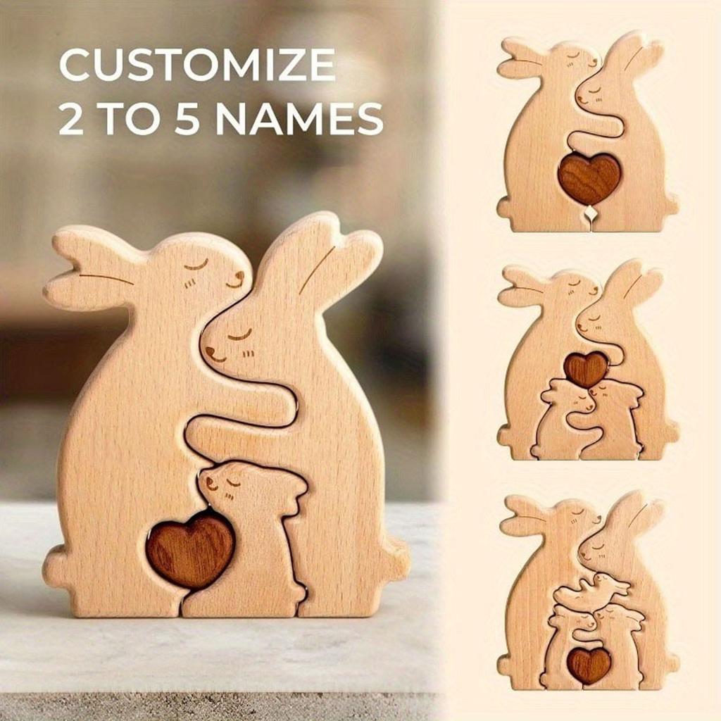 Osterdeko Holzprodukte Serie Ornamente Tier Hase Familie Elefant Herzförmige Holzornamente
