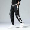 Men Cargo Pants Strap Decor Multi Pockets Loose Elastic Waist Ankle-banded Color Matching Hip Hop Streetwear Work Outdoor Trouse