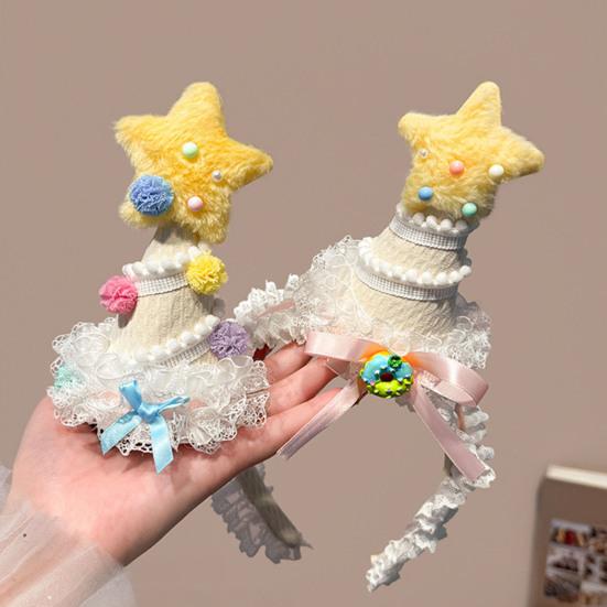 Soft Fabric Velvet Headband Birthday Series Cake Decor Bright Color Hair Hoop Hand-Crafted Hair Accessory