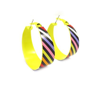 [K2472] - Multicolored Yellow 'Coloriage' Hoop Earrings Ø 40 Mm