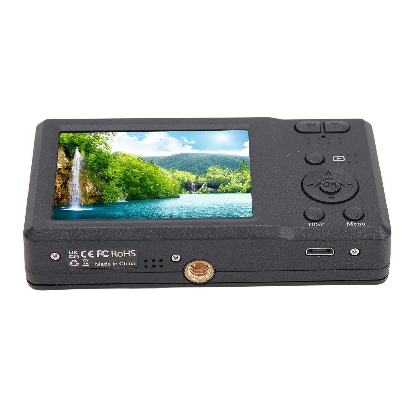 

56МП 4K Цифрова камера 2,7 дюйма 20-кратний цифровий зум Автофокус Маленька камера з вбудованим спалахом Чорна чорний