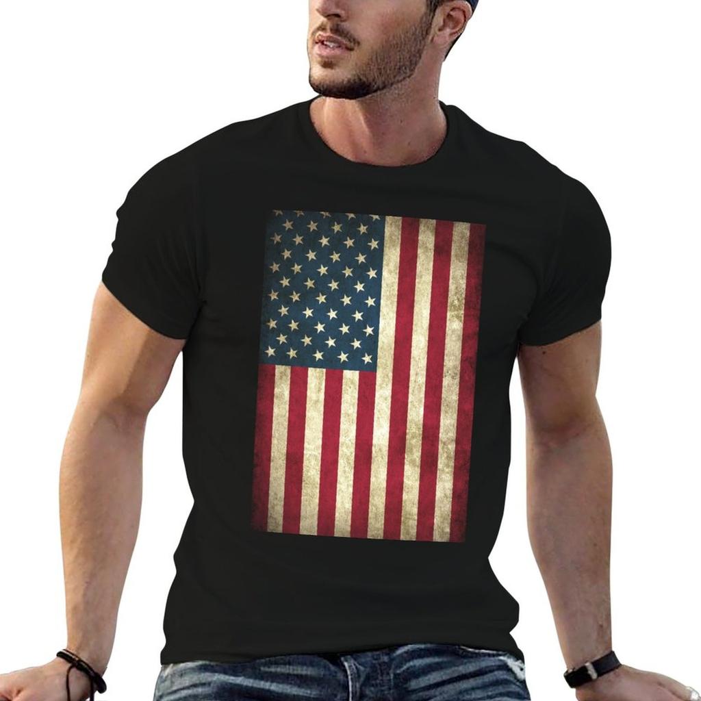Weathered American Flag T-Shirt t shirts for man cotton t shirt man designer T-Shirt