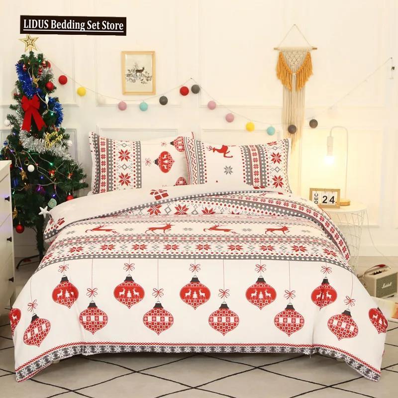 

Рождественский комплект постельного белья Пододеяльник Наволочка Постельное белье размера King EU single(135x200cm)