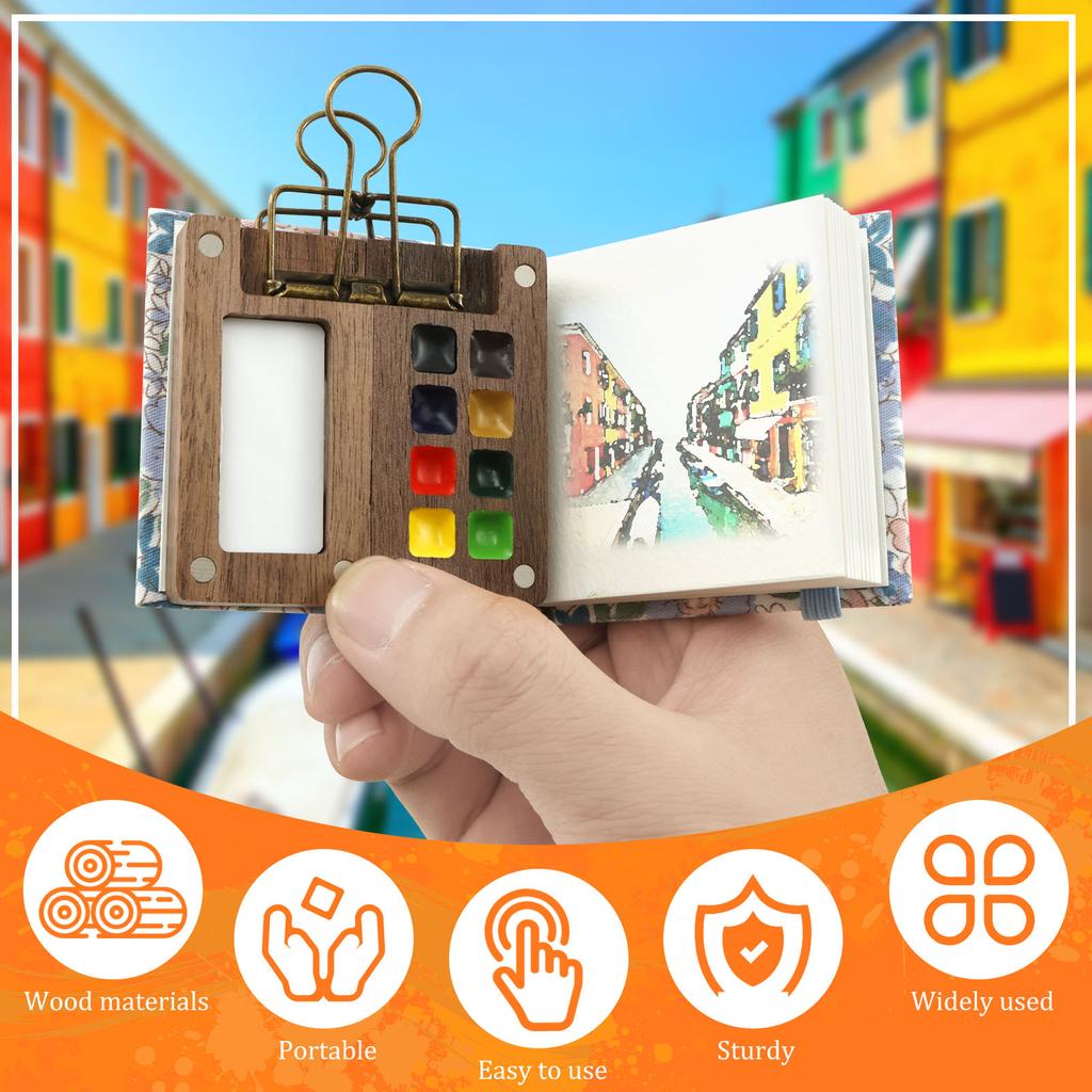 Portable Watercolor Palette Set Mini Travel Paint Palette with Clip Watercolor Paint Boxes Art Painting Square Tray for Students