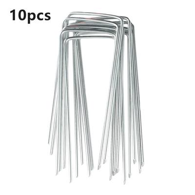 10Pcs Metal Ground U Tent Pegs Gazebo Camping Tarpaulin Hooks 10/15/20 CM Length Outdoor Ground Cloth Nail Farm Garden Tools