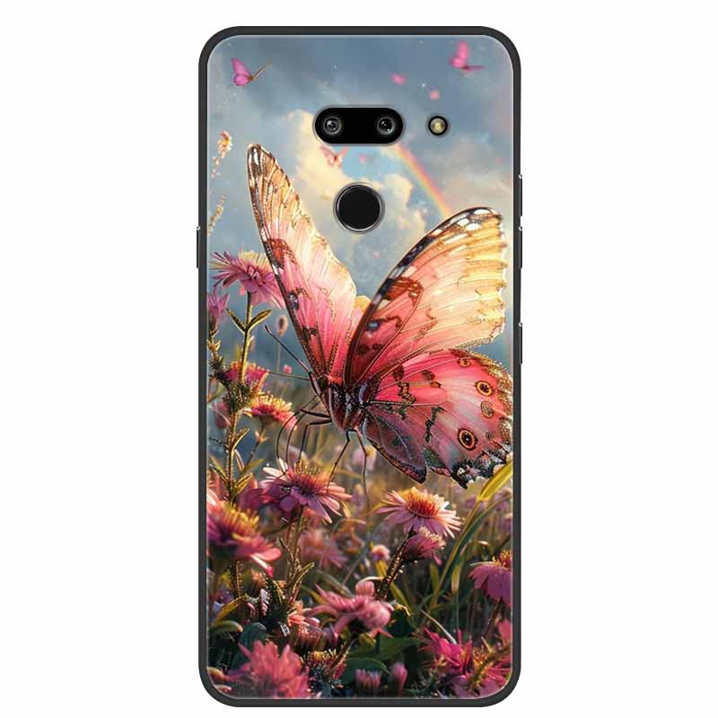 Für LG G8 G8S ThinQ Schwarze Hüllen Weiche Silikon TPU Handyhüllen Für G 8 S 8S ThinQ Luxus Rückabdeckung Funda Cartoon Schale Para Capa