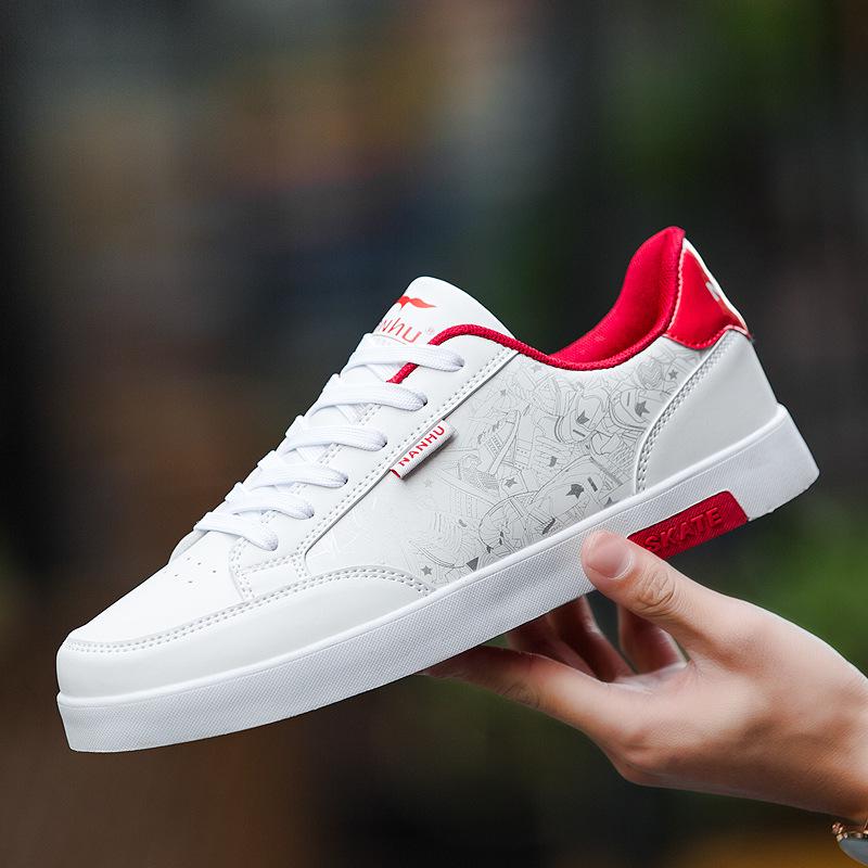 Högkvalitativa Herr Sneakers Casual Rea Vår Höst Röda Vita Sneakers Herr Casual Andningsbara Sportskor Herr Mode