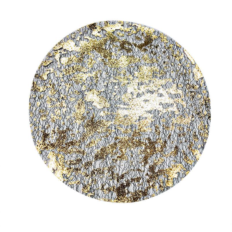 10pcs Disposable Placemats Set 13 Inch Round Gold Foil Mesh Pressed Table Mates for Home Dining Table Party Decoration