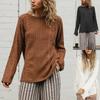 Women's Fashion Casual Solid Color Print Autumn Winter O-Neck Long Sleeve Loose Sweaters