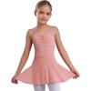 Girls Ballet Dance Dresses Front Ruched Sleeveless Backless Tulle Dress Warm-Up Practice Performance
