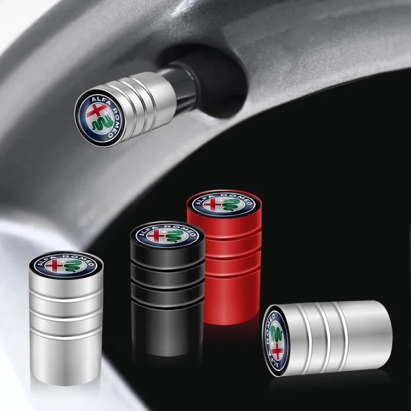 Hub Caps 4Pcs Metal Car Wheel Tire Valve Caps Stem Covers Accessories For Alfa Romeo 4C 159 Spider Giulia Giulietta 166 Mito AutGQ7