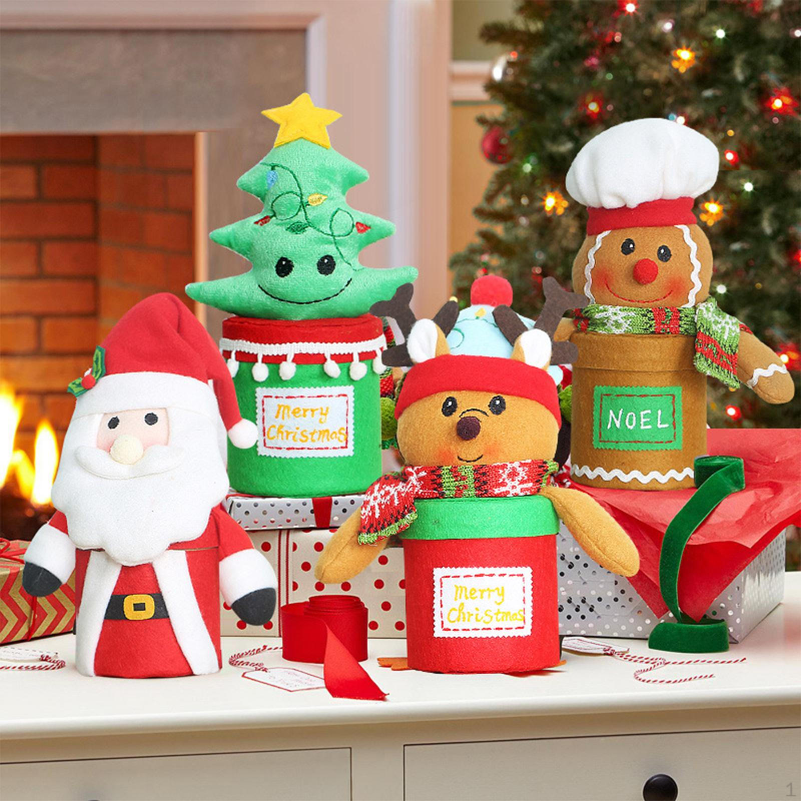 Christmas Candy Box Cookie Bag Reusable Holiday Gift Boxes Cartoon Jar for Year Party Gingerbread Man