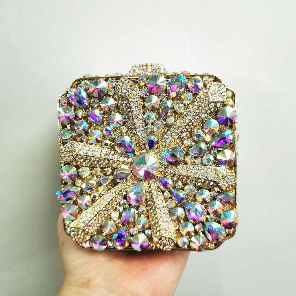 Snow Blue/Red Crystal Evening Clutches WHTUOHENG Diamond Party Prom Minaudiere Luxury Rhinestone Wedding Bridal Party Purse