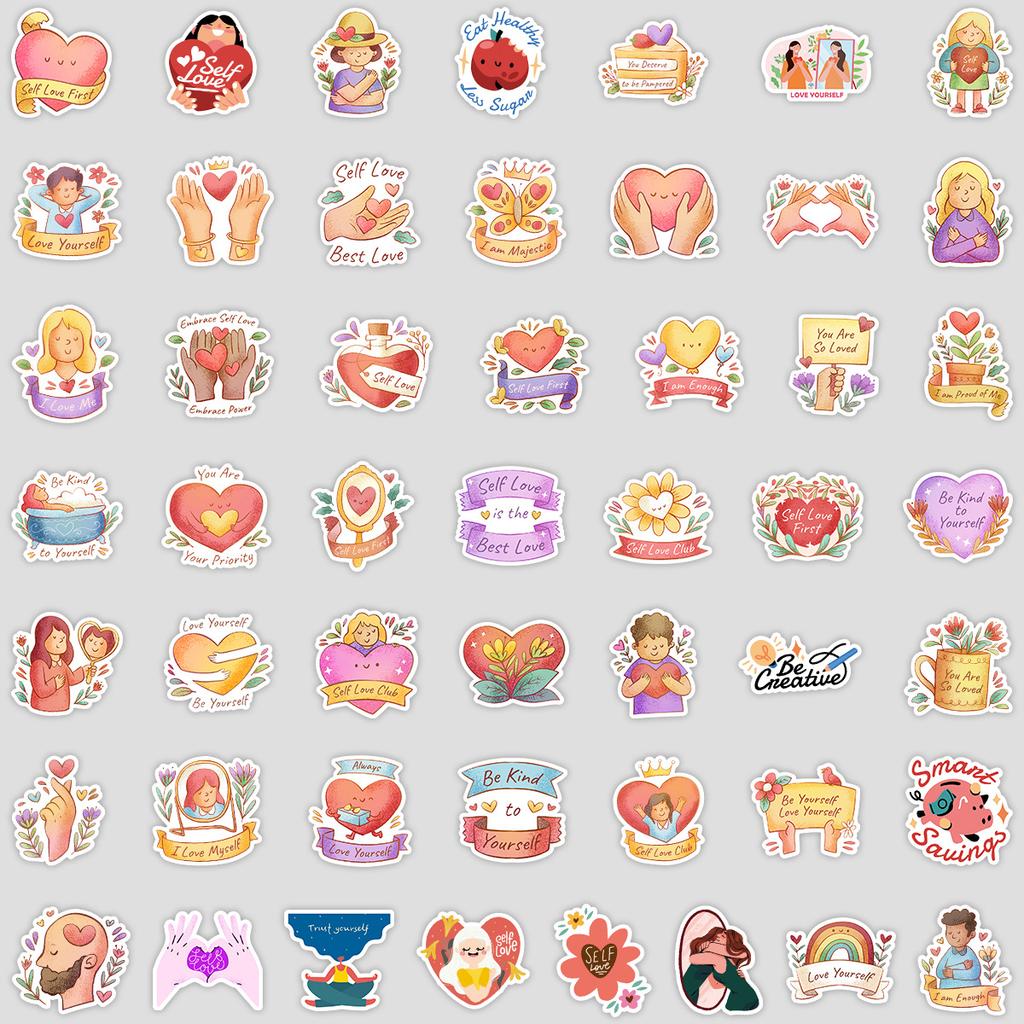 50 Self-care Slogan Series Graffiti Stickers Creative Stationery Stickers Water Cup Waterproof Decorative Stickers