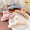 Autumn/Winter Furry Korean Plush Shark Hair Clip - Cute Updo Claw, Cross Clip, One-Word Design