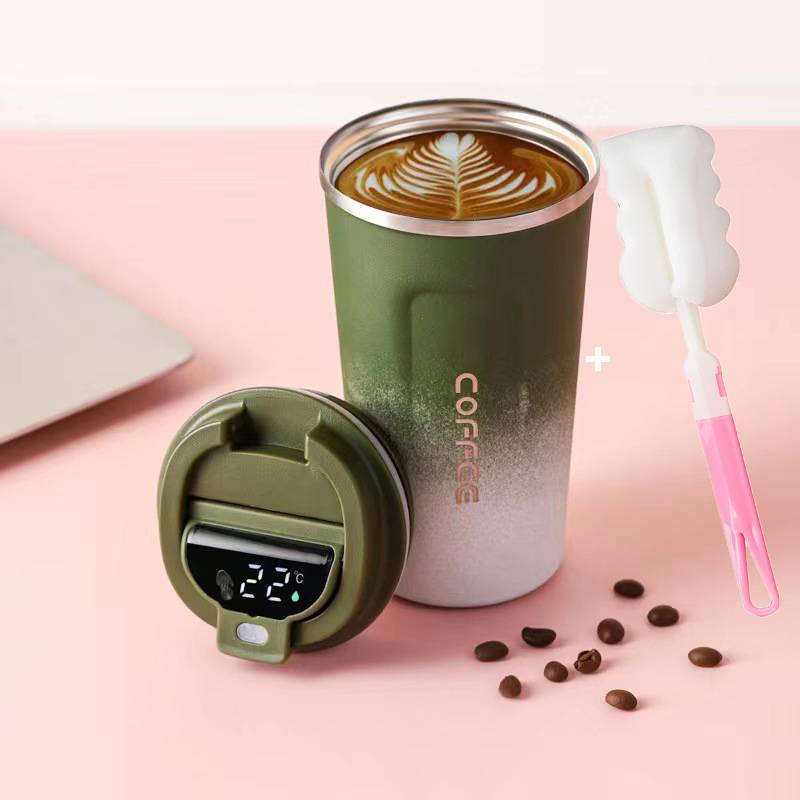 

1pc 510ml Stainless Steel Smart Coffee Tumbler Cup With Intelligent Temperature Display Portable Leak-Proof Travel Thermo Cup 510ml