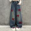 Girls High Waist Denim Wide Leg Pants with for Casual Everyday Wear