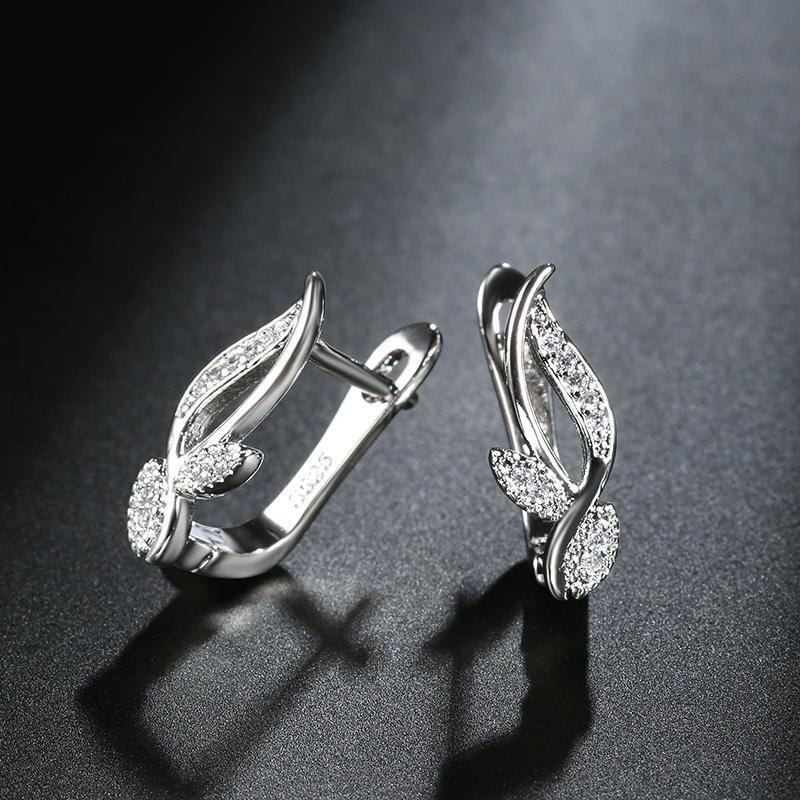 Trend Ohrringe Schmuck Einfach Roségold Natur Zirkon Blatt Ohrstecker Für Frauen Luxus Täglicher Vintage Schmuck