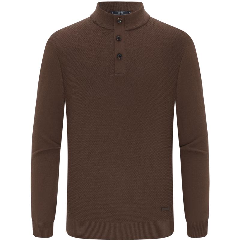 EMZ Erdos Men's 100% Pure Wool Stand Collar Sweater