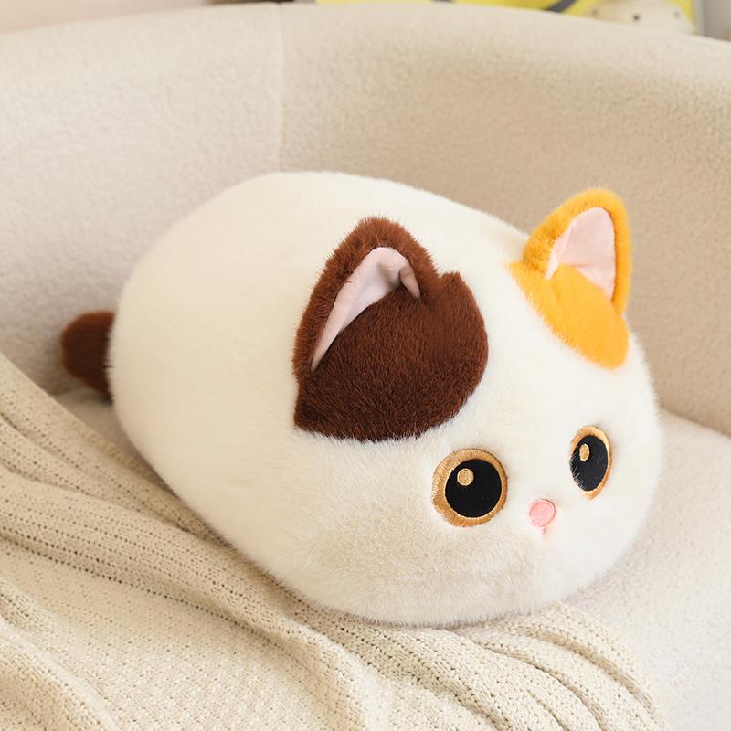 Kawaii Round Cat Plush Toy Soft Stuffed Animal Black Cat Plush Kitten Doll Pillow Gift for Girls Kids Children Home Decoration