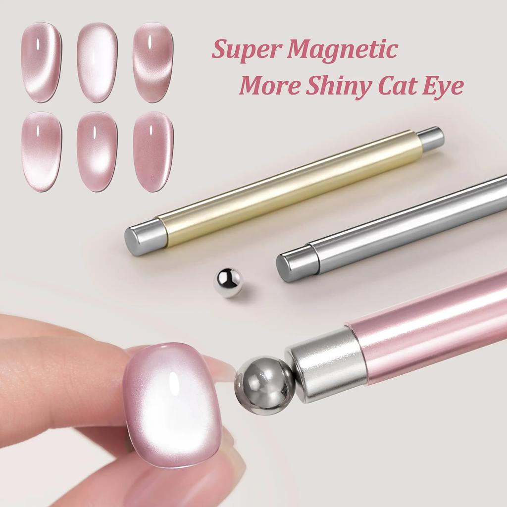 Dwustronny pisak do zdobienia paznokci - Design 3D Cat Eye Stalowa kulka Końcówka magnetyczna Bezzapachowy do salonu i domowego manicure Pedicure DIY