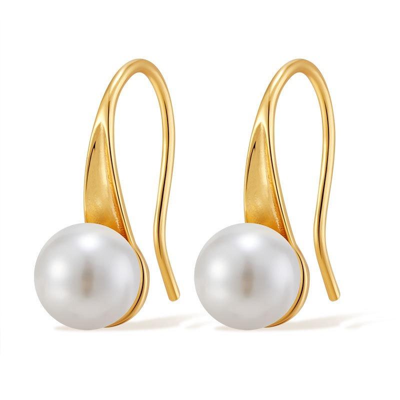 Gold Plated Matte Red Bead Drop Hook Earrings