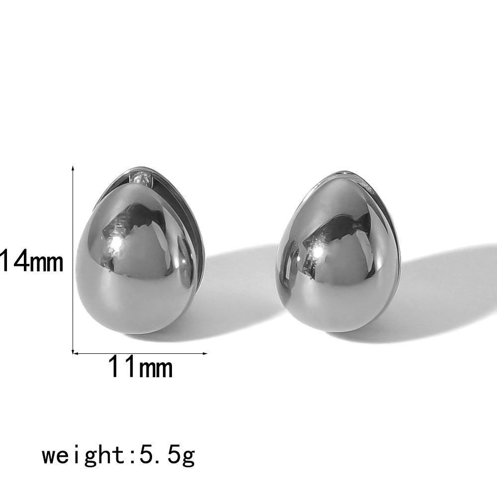 Style Zircon Diamond Oval Titanium Steel Earrings For Women Fashion Jewelry Silver