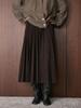Xu Man Winter Korean Retro High-Waist Pleated A-Line Long Skirt for Women