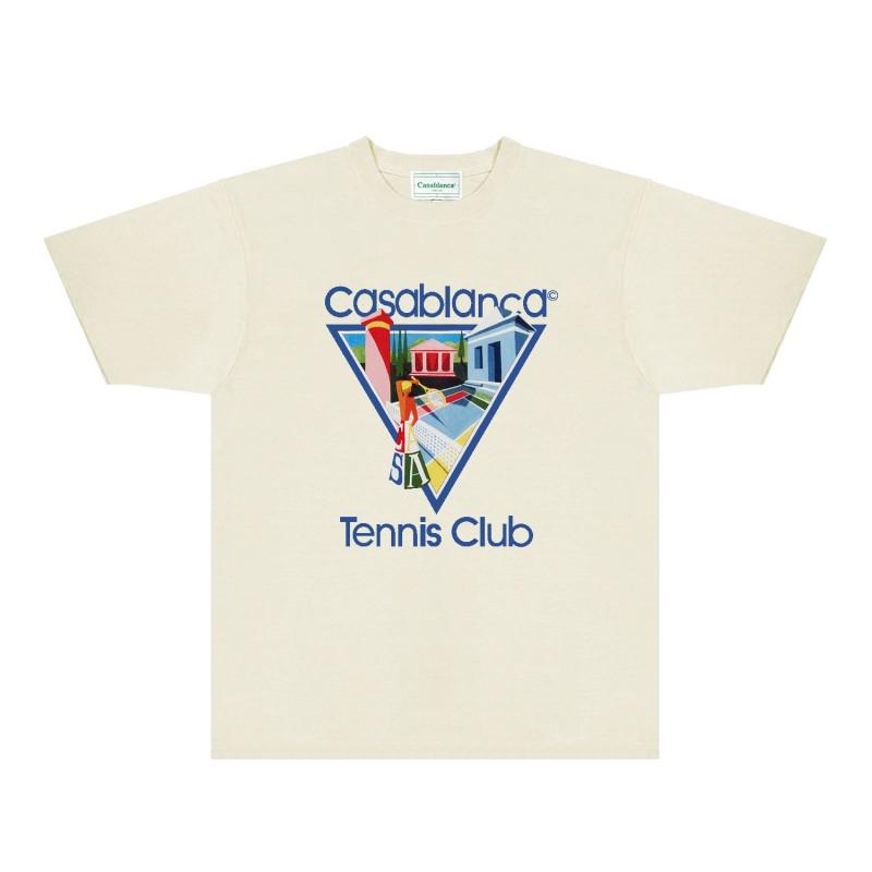 CASA Casablanca Short Sleeve T Shirt Couples Star Castle Letter Print Casual Loose Fit