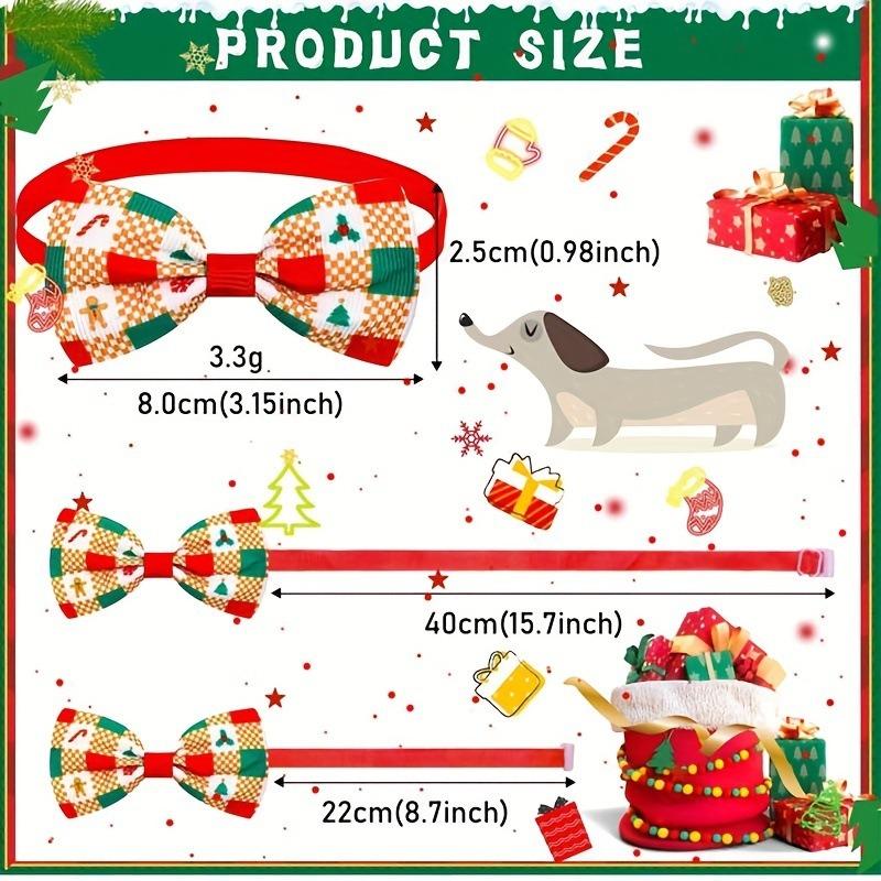Pet Christmas Grid Bow Tie Adjustable Dog Cat Bowtie Collar Accessories For Small Dog Cat Festival Party Decoration Gift 10pcs