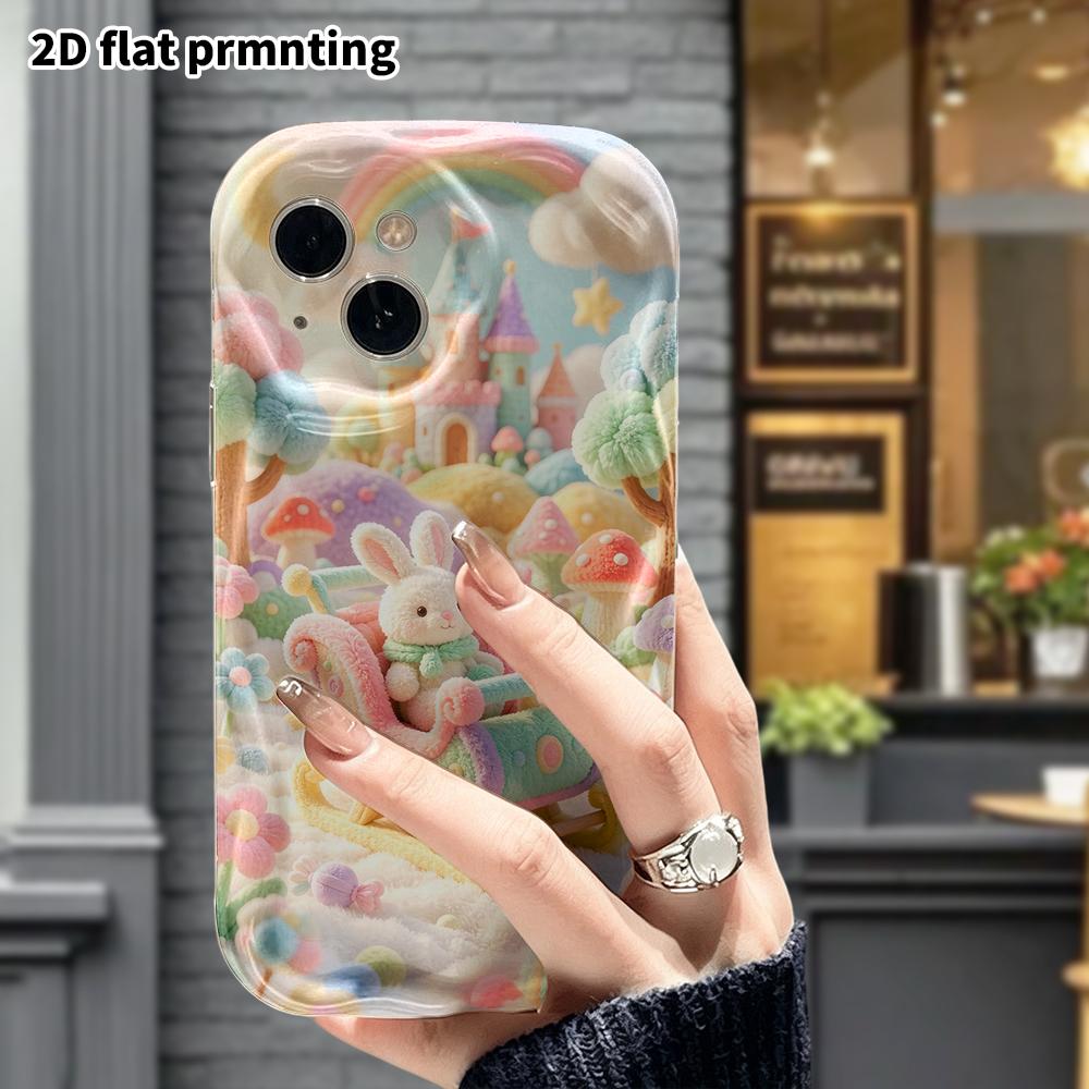 Phone Case: 2D Flat, Fits iPhone 18, 17, 16, 15, 14, 13, 12Pro Protective Case, Rabbit Sleigh, Perfect Christmas and Halloween Holiday Gift