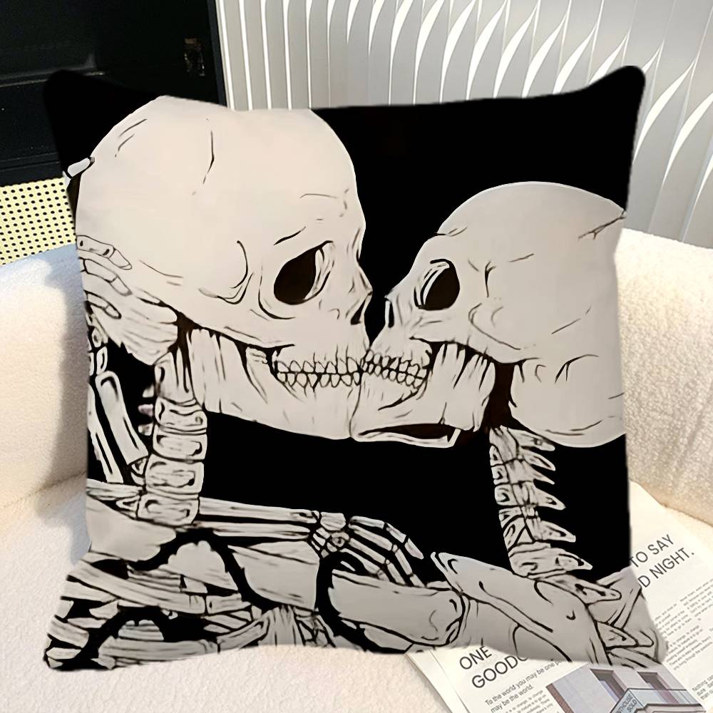 Simple Skull Love Married In Love Pillow Case Square Pillow Bedroom Sofa Leisure Comfort Cushion Car Home Decoration