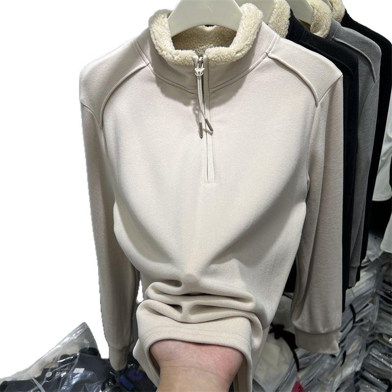 Plus Size Thick German Fleece Half-Zip Top for Women - Stylish Loose Fit for Autumn/Winter