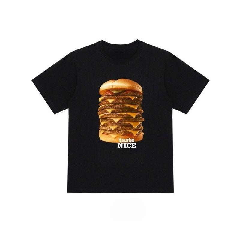 

Funny Hamburger Tower Print Men Graphic Tshirt Casual Comfy Cotton Tees Summer Outdoors Mens Clothing Family Matching Outfits S