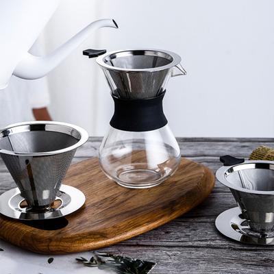 Papierloser Kaffeefilter aus Edelstahl, feines Kaffeenetz, doppellagig, wiederverwendbar, zum Aufgießen, Tropfkegel, Brühsieb