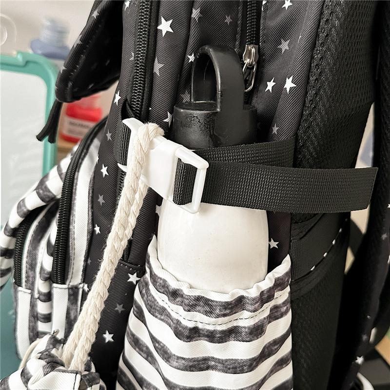 Cute Bunny Ear School Backpack with Clear Front Pocket Top Handle Casual Daypack for Girls Daily Use