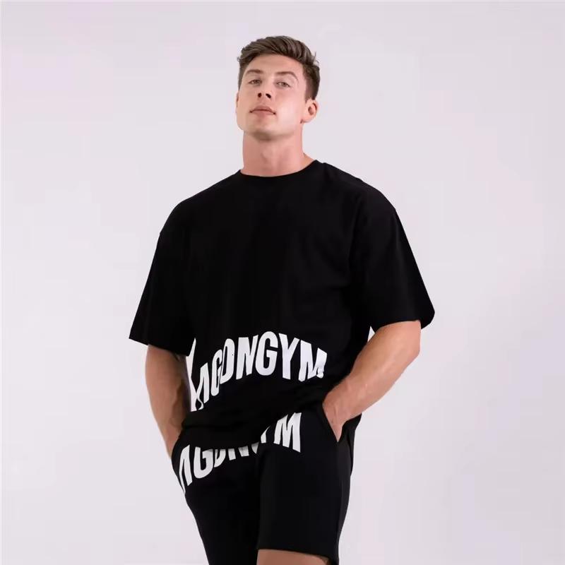 2026 Summer Fashion New GYM Muscle Fitness T Shirt Breathable Short Sleeve Sports Top Loose Fit American Gym Shirt for Workout M