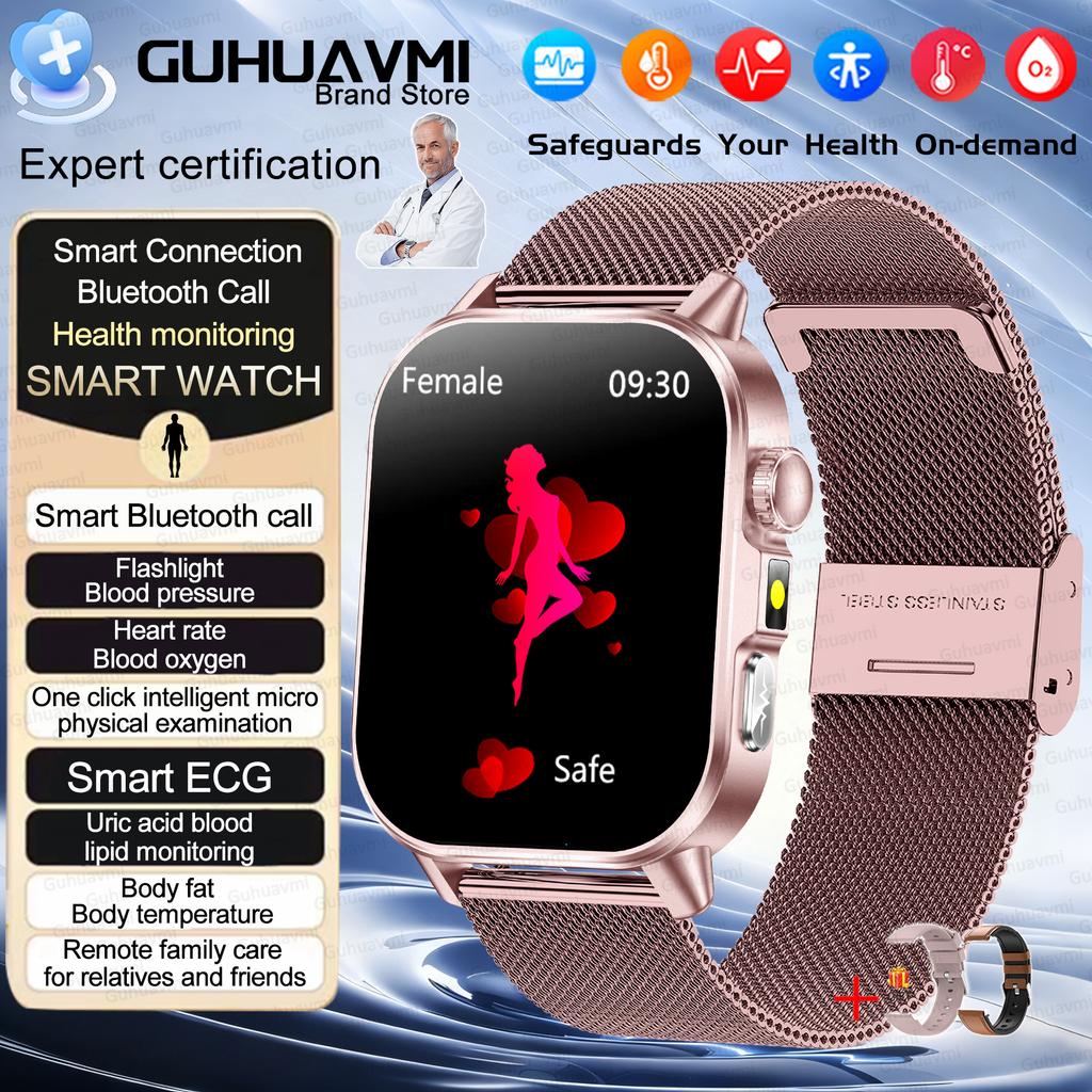 2026New AI Healthy Diagnose Analysis Smart Watch ECG+PPG Blood pressure lipids Uric Acid BT Call Smart Watch Tracker Men Women's