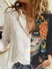 Fashion Stitching Retro Face Print Long Sleeve Blouse Women Lapel Button Casual Top Lady Shirts