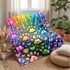 Rainbow Gemstone Paw Prints Theme blanket Lightweight Warm Flannel Blanket Decorative Throw Blanket for Home Decoration