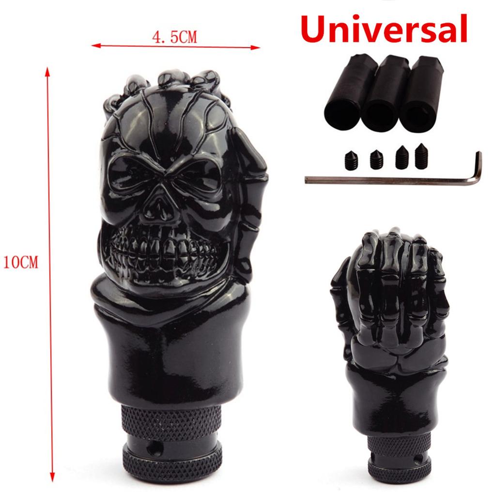 1x Car Metal Horror Skull Head Manuální převodovka Hlavice řadicí páky řadicí páka černá Snadná instalace