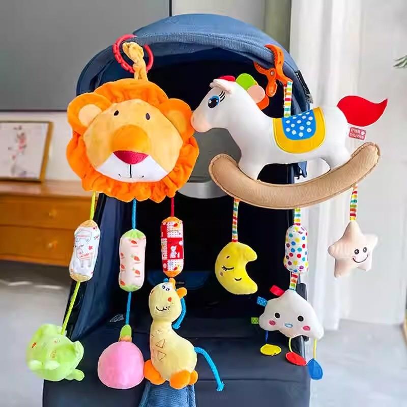 Giocattolo Morbido da Dentizione in Peluche con Sonaglio Morbido per Seggiolino Auto e Comfort del Sonno