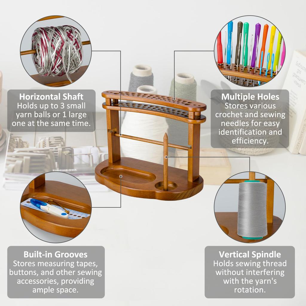 Support Pelote Dévidoir Laine Porte-fil U00e0 Crochet, Distributeur De Fil Porte-boule De Fil De Laine Porte-fil En Bois Porte-pelote De Laine Pour Crochet Et Tricot Cadeau Tricot Bol Pelote