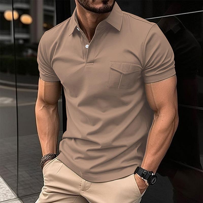 New Men's Polo Shirt with Pocket Men's T-Shirt Sports Short-Sleeved Top